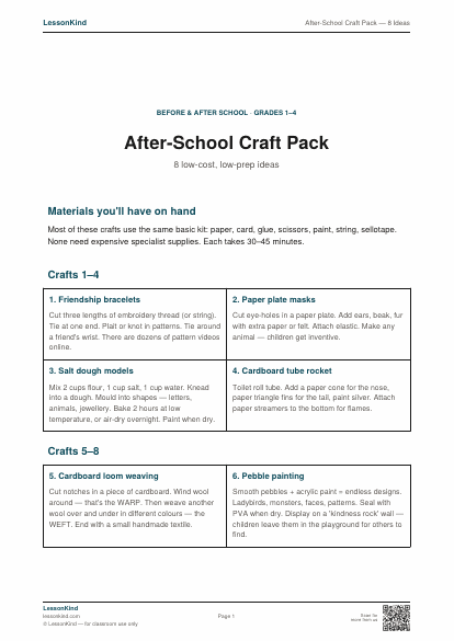 Preview of After-School Craft Pack — 8 Ideas