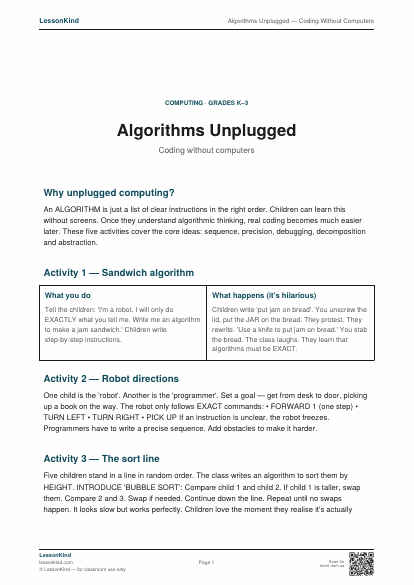 Preview of Algorithms Unplugged — Coding Without Computers