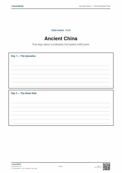 Preview of Ancient China — Themed Week Pack
