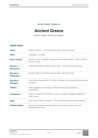 Preview of Ancient Greece Fact File