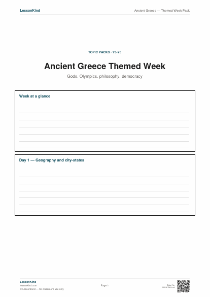 Preview of Ancient Greece — Themed Week Pack