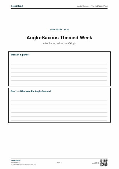 Preview of Anglo-Saxons — Themed Week Pack