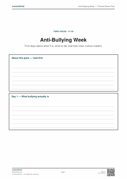 Preview of Anti-Bullying Week — Themed Week Pack