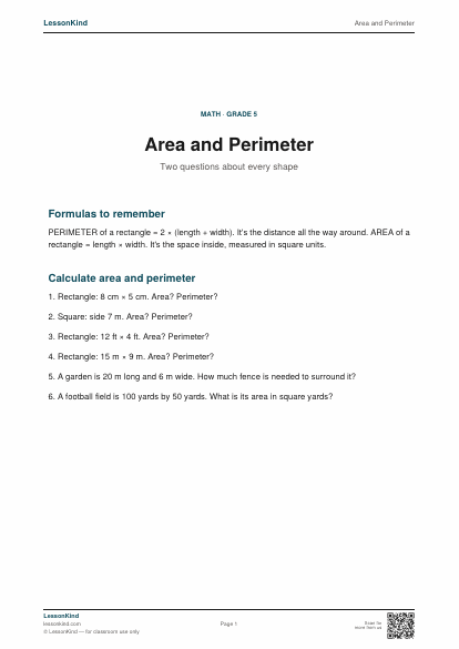 Preview of Area and Perimeter