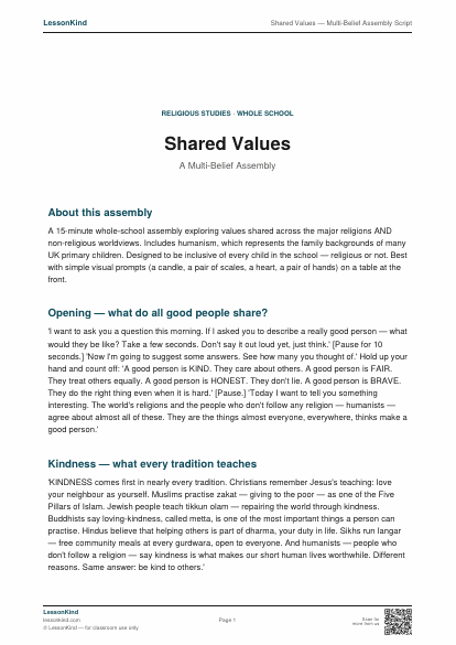 Preview of Shared Values — Multi-Belief Assembly Script