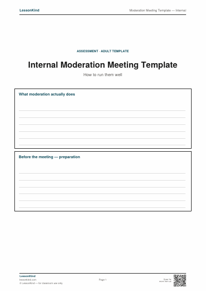 Preview of Moderation Meeting Template — Internal