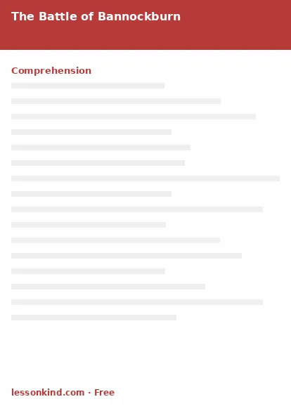 First page preview of Reading Comprehension — The Battle of Bannockburn