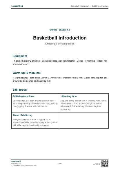 Preview of Basketball Introduction — Dribbling & Shooting