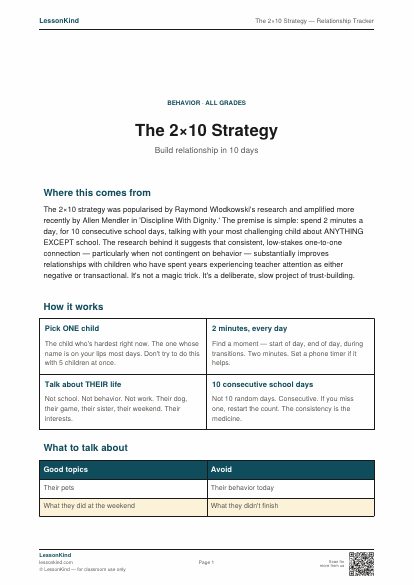 Preview of The 2×10 Strategy — Relationship Tracker