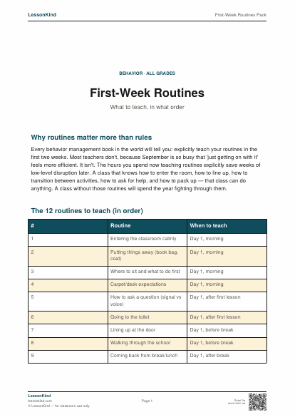 Preview of First-Week Routines Pack