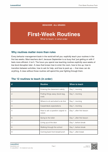 Preview of First-Week Routines Pack