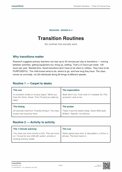 Preview of Transition Routines — Pack of 6 Visual Cues