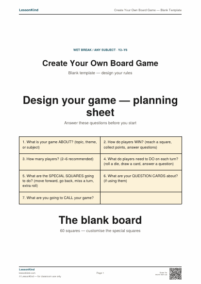 Preview of Create Your Own Board Game — Blank Template