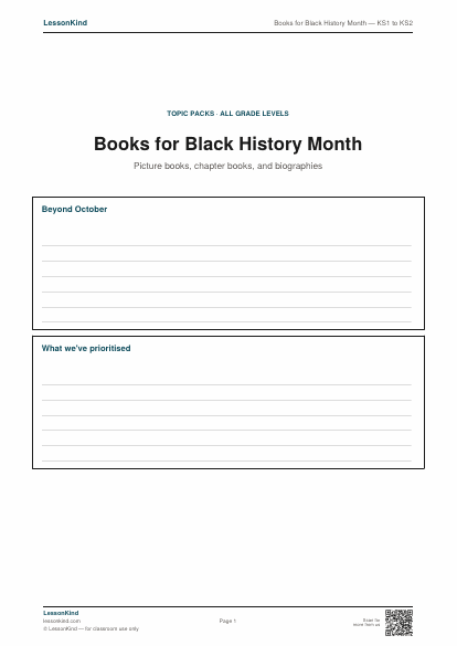 Preview of Books for Black History Month — KS1 to KS2
