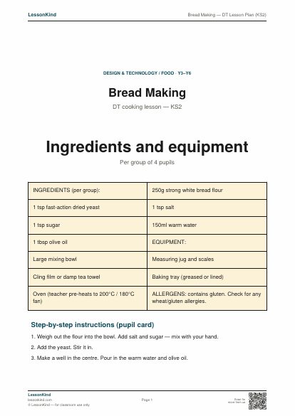 Preview of Bread Making — DT Lesson Plan (KS2)
