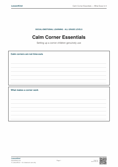 Preview of Calm Corner Essentials — What Goes In It