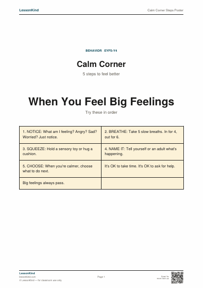 Preview of Calm Corner Steps Poster