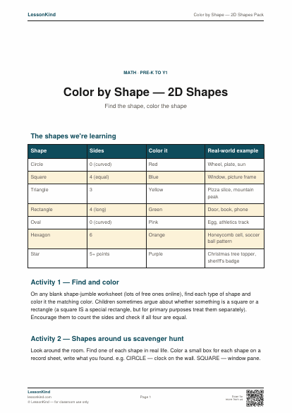 Preview of Color by Shape — 2D Shapes Pack