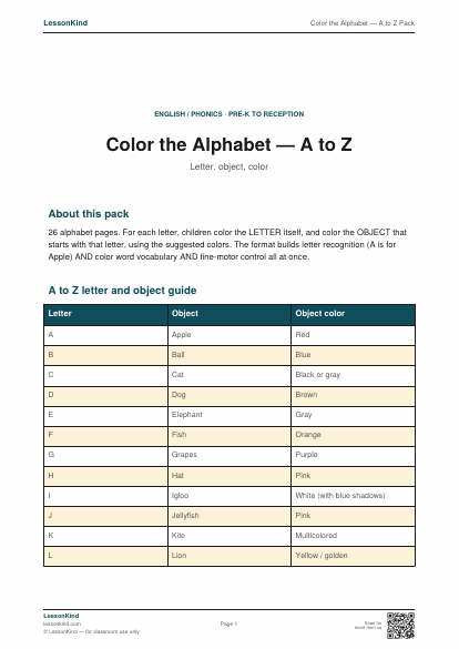 Preview of Color the Alphabet — A to Z Pack