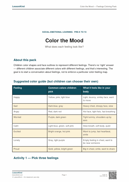 Preview of Color the Mood — Feelings Coloring Pack