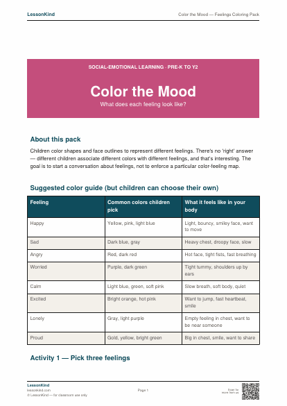 Preview of Color the Mood — Feelings Coloring Pack