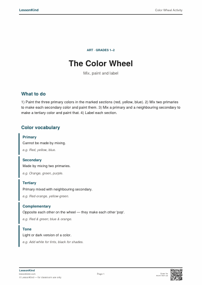 Preview of Color Wheel Activity