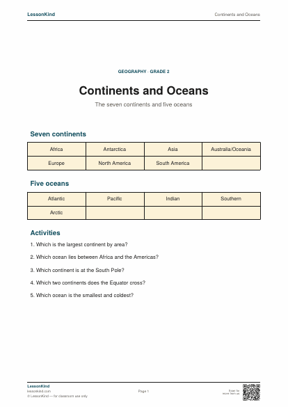 Preview of Continents and Oceans