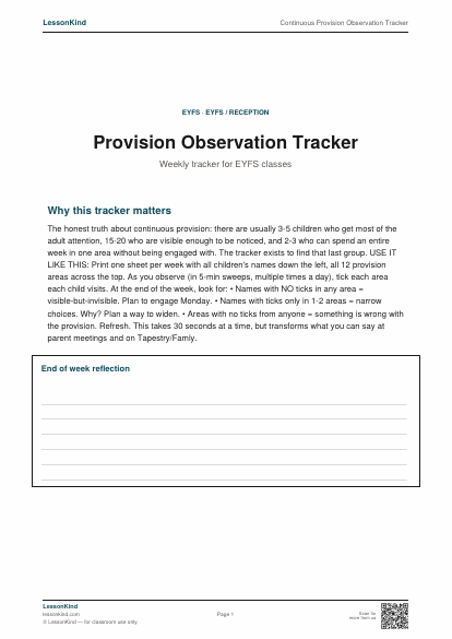 Preview of Continuous Provision Observation Tracker