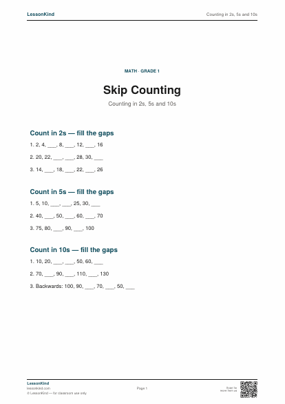 Preview of Counting in 2s, 5s and 10s