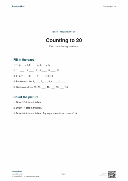 Preview of Counting to 20