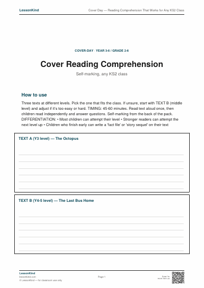 Preview of Cover Day — Reading Comprehension That Works for Any KS2 Class