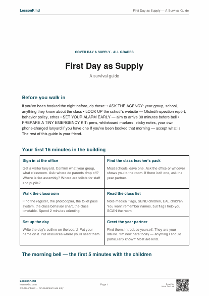 Preview of First Day as Supply — A Survival Guide