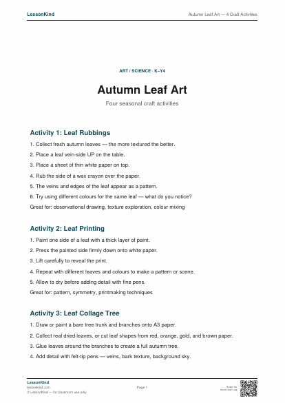 Preview of Autumn Leaf Art — 4 Craft Activities
