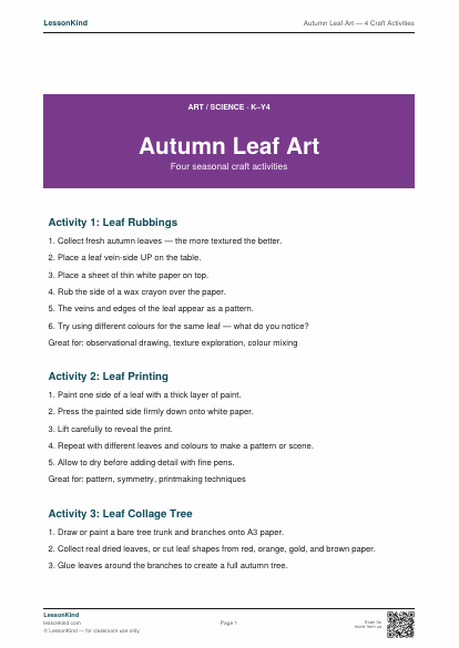 Preview of Autumn Leaf Art — 4 Craft Activities