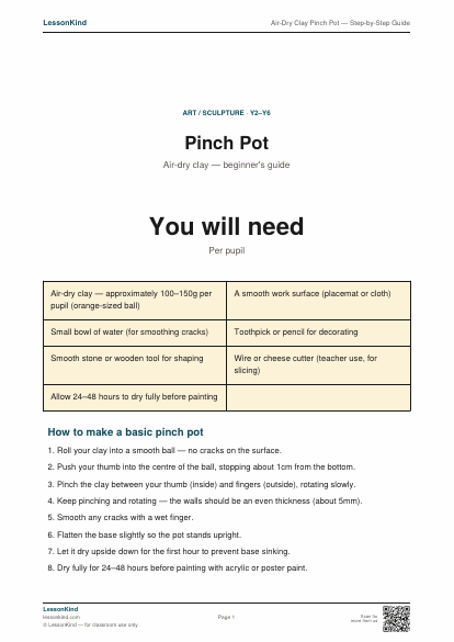 Preview of Air-Dry Clay Pinch Pot — Step-by-Step Guide