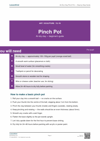 Preview of Air-Dry Clay Pinch Pot — Step-by-Step Guide