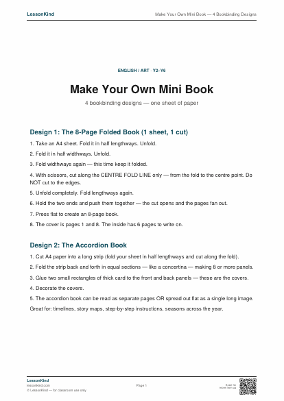 Preview of Make Your Own Mini Book — 4 Bookbinding Designs