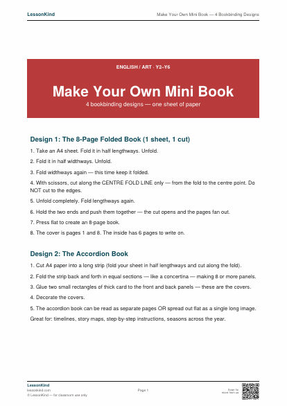 Preview of Make Your Own Mini Book — 4 Bookbinding Designs