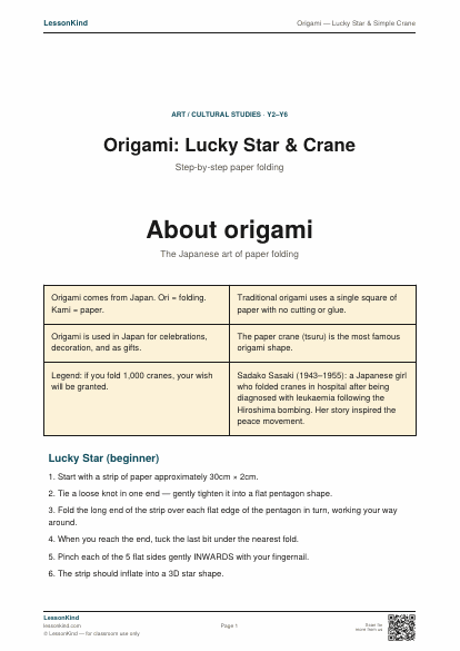 Preview of Origami — Lucky Star & Simple Crane