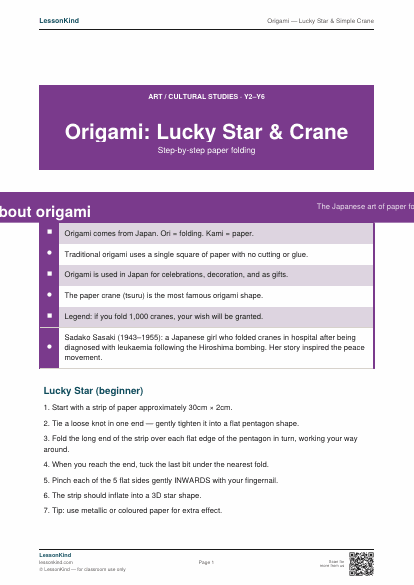 Preview of Origami — Lucky Star & Simple Crane