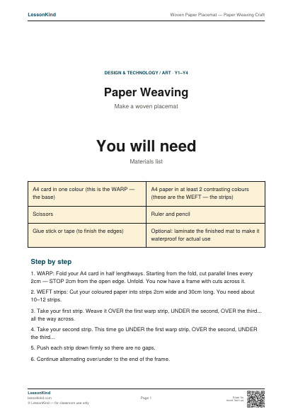 Preview of Woven Paper Placemat — Paper Weaving Craft