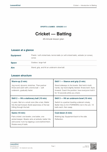 Preview of Cricket — Introduction to Batting