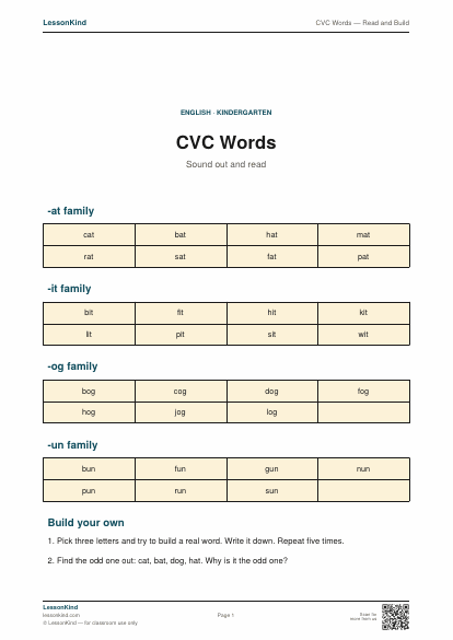 Preview of CVC Words — Read and Build