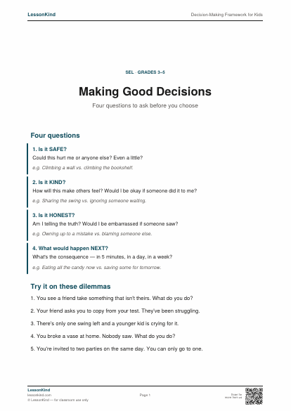 Preview of Decision-Making Framework for Kids