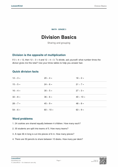 Preview of Division Basics