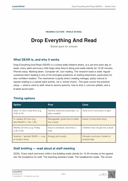 Preview of Drop Everything And Read (DEAR) — Starter Pack