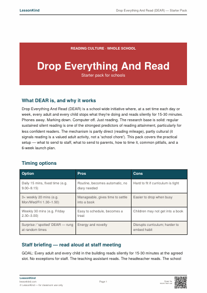 Preview of Drop Everything And Read (DEAR) — Starter Pack