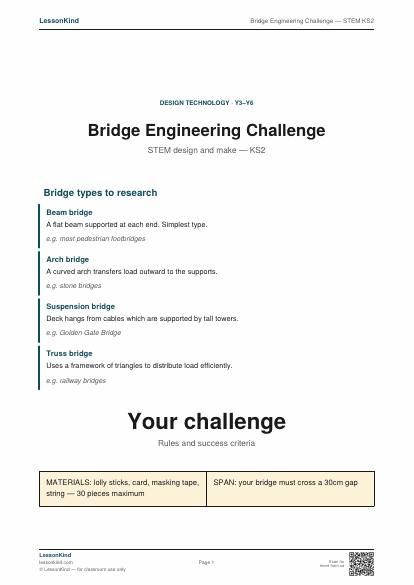 Preview of Bridge Engineering Challenge — STEM KS2