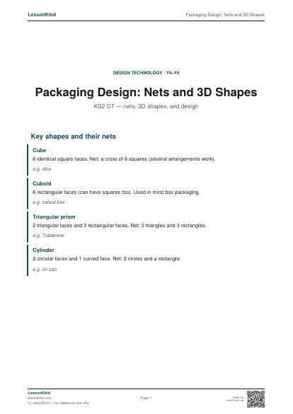 Preview of Packaging Design: Nets and 3D Shapes