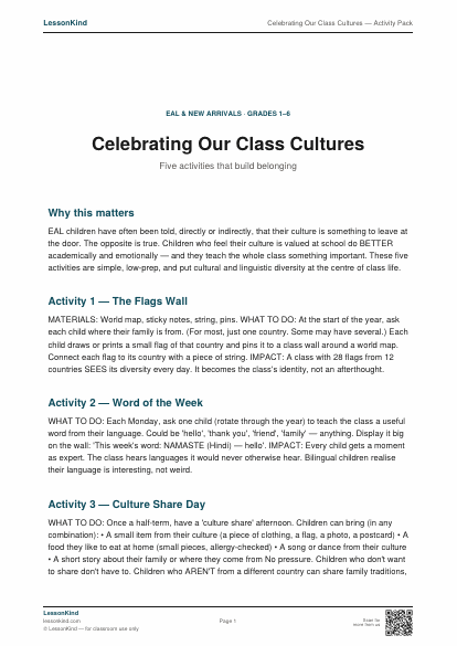 Preview of Celebrating Our Class Cultures — Activity Pack